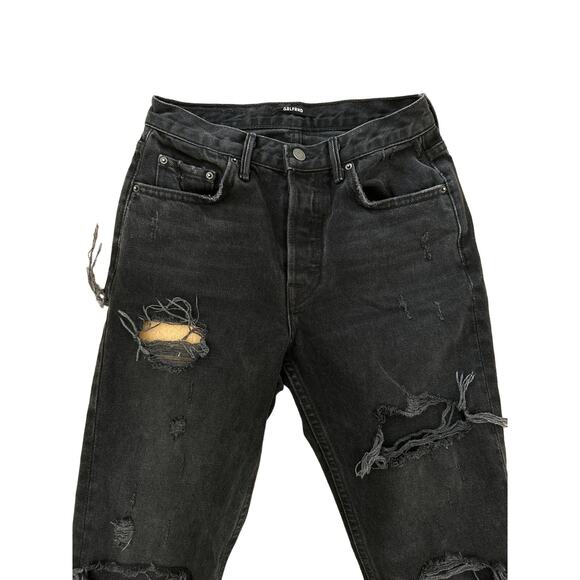 GRLFRND - Ripped and Distressed High Waist Jeans in Faded Black - Picture 2 of 4
